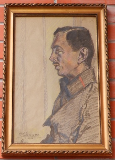 Maximilian SCHURMANN - Zeichnung Aquarell - Portrait of a Soldier