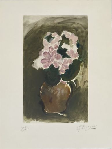 Georges BRAQUE - Grabado - Le bouquet rose 