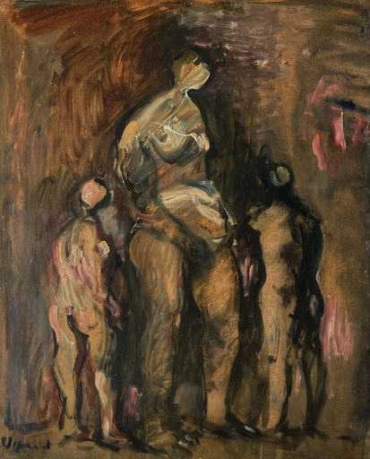 Sylvain VIGNY - Painting - Mère et ses enfants