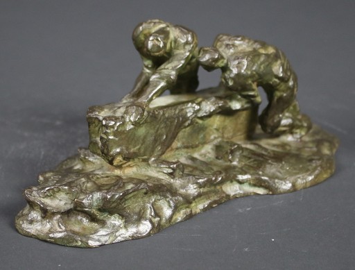 Victor DEMANET - 雕塑 - Quarrymen rolling a stone