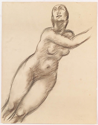 Franz LEX - Dibujo Acuarela - "Female Nude", Drawing, ca.1930