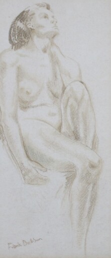 Frank DOBSON - Disegno Acquarello - Seated nude