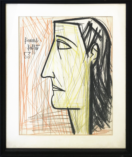 Bernard BUFFET - Drawing-Watercolor - Profil de Femme