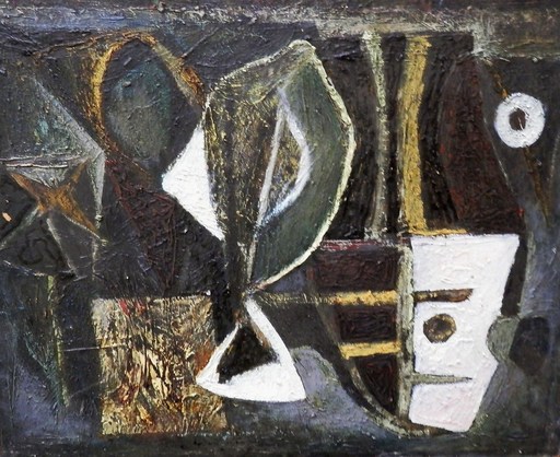 Ivan ZAVADOVSKY - Painting - Cubist Composition with a White Profile