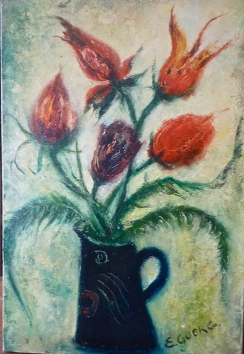 Edouard Joseph GOERG - Gemälde - Les tulipes perroquets