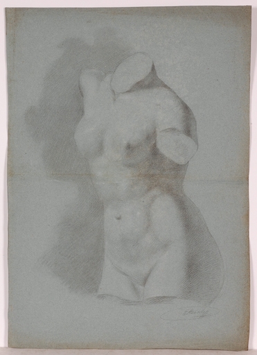 Edward Jakob VON STEINLE - Drawing-Watercolor - "Study of a Female Torso" by Edward von Steinle, ca 1825