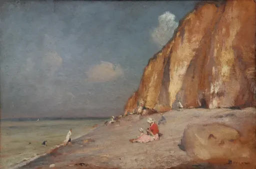 Emile BOULARD - Pintura - "BELLE JOURNEE A LA PLAGE EN NORMANDIE"