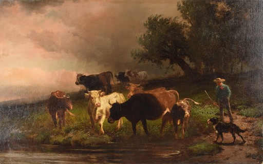 Peter MORAN - Painting - The Herd Returning Home