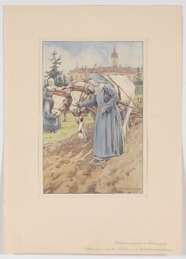 Richard FAULHAMMER - Dibujo Acuarela - "In Nunnery" by Richard Faulhammer, 1920's, Watercolor