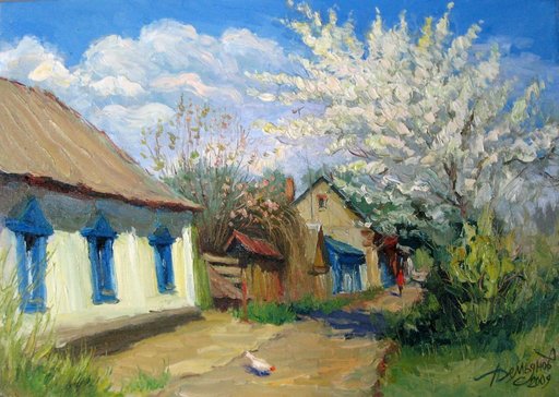 Yuriy DEMIYANOV - Peinture - Floraison de Poire