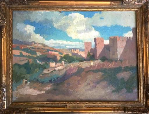 Gaston Jules Louis DUREL - Gemälde - Taza city ramparts in the Atlas mountains - Morocco