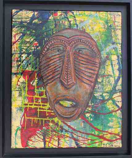 Jean Charles ZIAI - Painting - Masque Africain