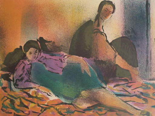 Jean MARZELLE - Grabado - Le repos,1962.