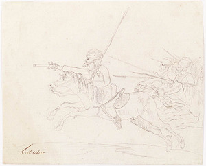 Josef Eduard TELTSCHER - 水彩作品 - "Cossack Attack", 1810s 
