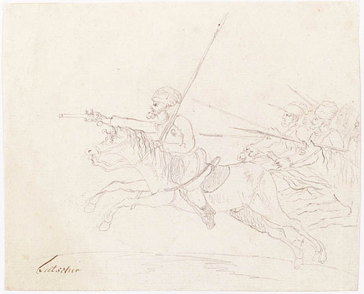 Josef Eduard TELTSCHER - 水彩作品 - "Cossack Attack", 1810s 