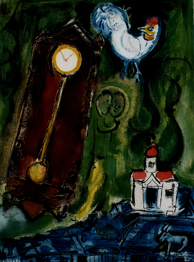 Marc CHAGALL - Stampa-Multiplo - The Rooster and the Clock