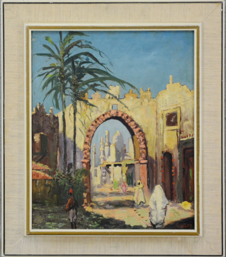 Henri Jean PONTOY - Pittura - "Scène de rue à Fez" 