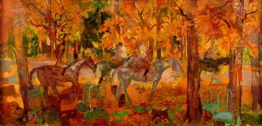 Emilio GRAU-SALA - Painting - Horse Riding in Autumn