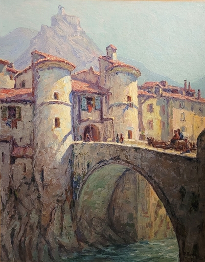 Primitif BONO - Gemälde - Le pont d'Entreveaux