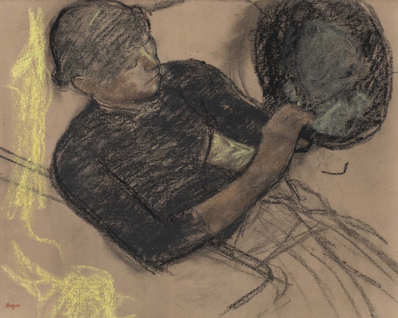 Edgar DEGAS - Drawing-Watercolor - Chez la modiste (Modiste garnissant un chapeau)