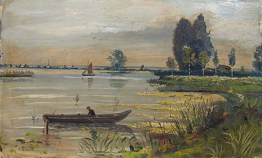 Otto KRONE - Gemälde - Ruderboot auf dem Steinhuder Meer.