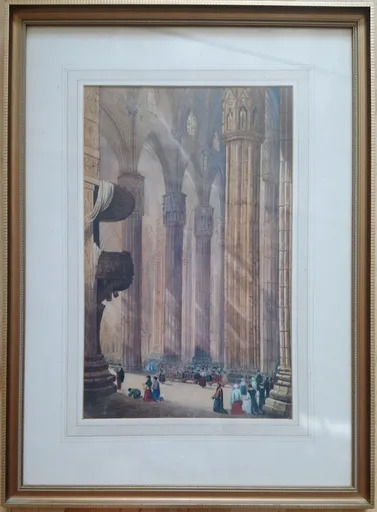 Samuel PROUT - Drawing-Watercolor - Interior of Milan Cathedral