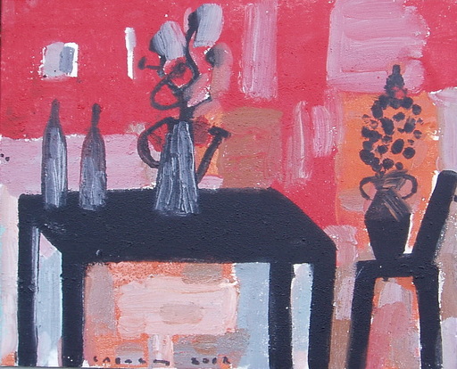 Jorge CABEZAS - Painting - bodegón rojo