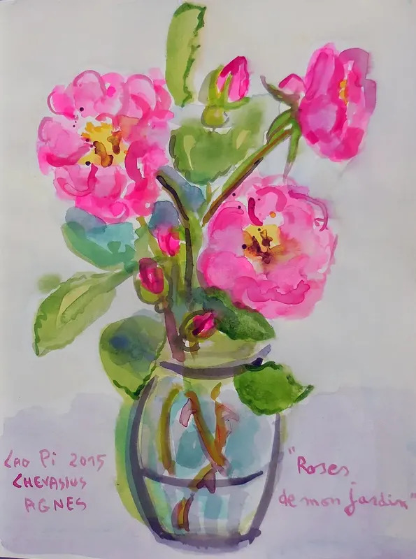 Bouquet De Roses Rouges De Mon Jardin By Jean Pierre Chevassus Agnes Buy Art Online Artprice