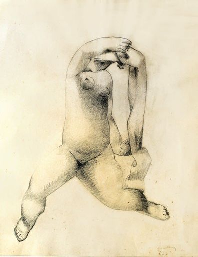 Joseph CSAKY - Dibujo Acuarela - Woman Raising her Hand