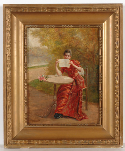 Georges VAN DEN BOS - Pittura - Georges van den Bos (1835-1911) "Love Letter", 1870/1880s