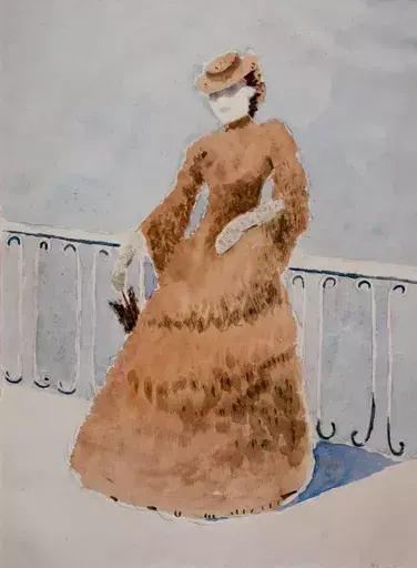 Alexander MÜLLEGG - Zeichnung Aquarell - Woman on a Bridge