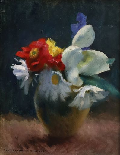 Ugo CELADA DA VIRGILIO - Pintura - Vasetto di fiori