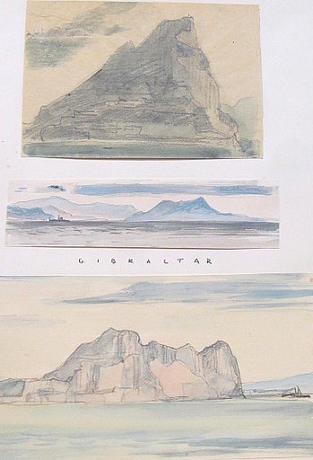 Paul MECHLEN - Dibujo Acuarela - Gibraltar.