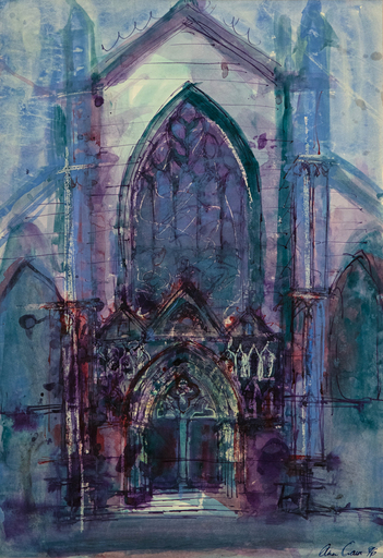 Ann ORAM - Drawing-Watercolor - Façade of St Giles Cathedral