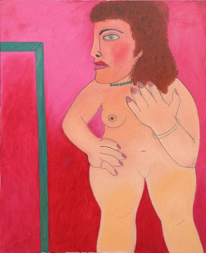 Francisco VIDAL - Gemälde - Desnudo sobre fondo rojo