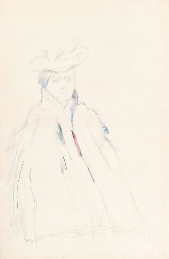 Paul CÉZANNE - Zeichnung Aquarell - Femme à la mante