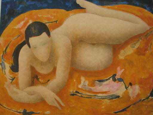 阿蘭．龐華 - 版画 - Nu allongé,1987.