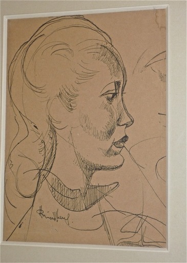 André François BREUILLAUD - Dibujo Acuarela - Portrait de Danièle Perré
