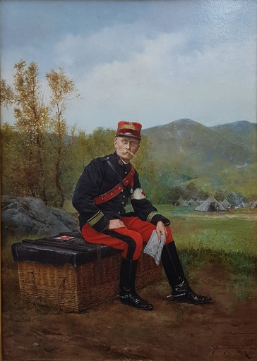 Etienne Prosper BERNE-BELLECOUR - Painting - Portrait du médecin major Daymard