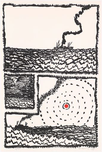 Pierre ALECHINSKY - Print-Multiple - Le volturno II avec un point rouge