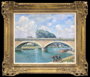 Henri Baptiste LEBASQUE - Painting - Trimardeurs au bord de la Marne à Pomponne