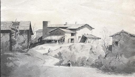 Alexandre CALAME - Drawing-Watercolor - Vue du Village