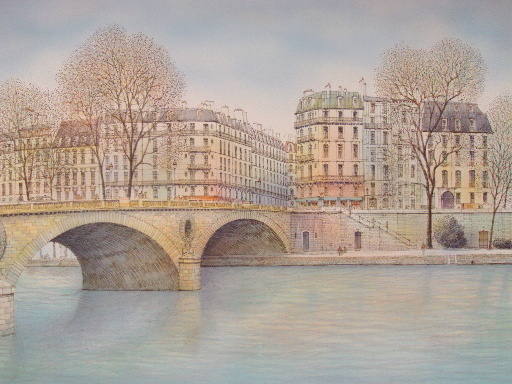 Rolf RAFFLEWSKI - Grabado - "Le Pont de l'Ile Saint-Louis" 1980