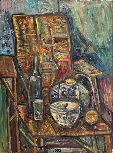 Pinchus KREMEGNE - Peinture - La chaise dans l'atelier, 1952