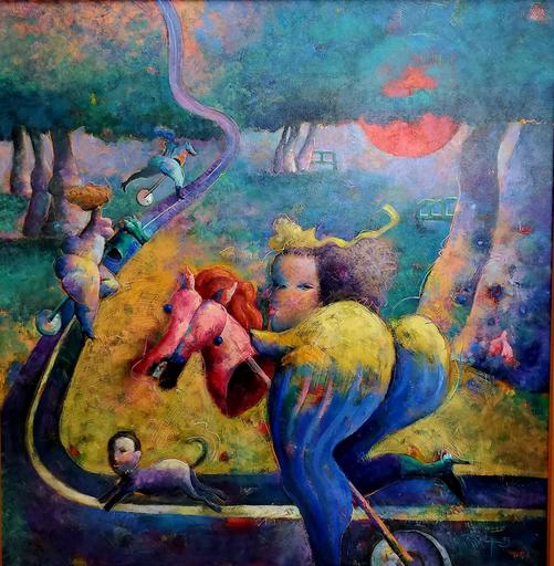 Rodolfo STANLEY - Painting - Caballitos en el Parque.