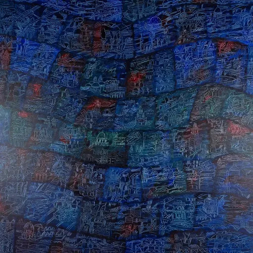 Ugo LA PIETRA - Painting - La mia territorialità. La città scorre ai miei piedi
