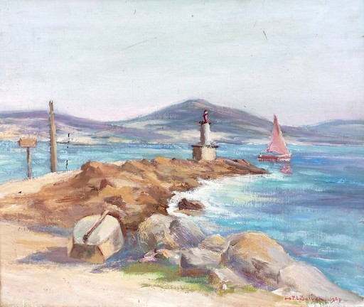 Paul Louis SALVAN - Peinture - "Bord de Mer en Bretagne"