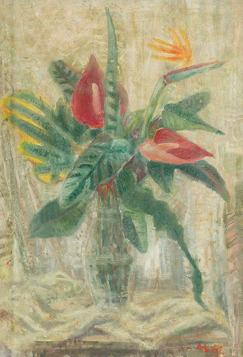 Axel VON LESKOSCHEK - Pittura - Blumenstillleben, 1951