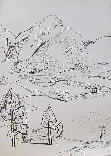 Erich HARTMANN - Disegno Acquarello - #19802: Im Gebirge. 