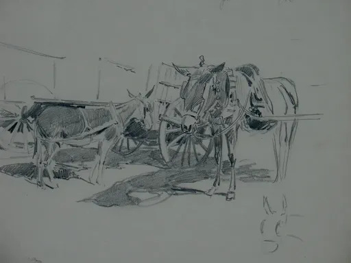 Ulpiano CHECA Y SANZ - Drawing-Watercolor - “Plaza de la Cebada”  - Madrid